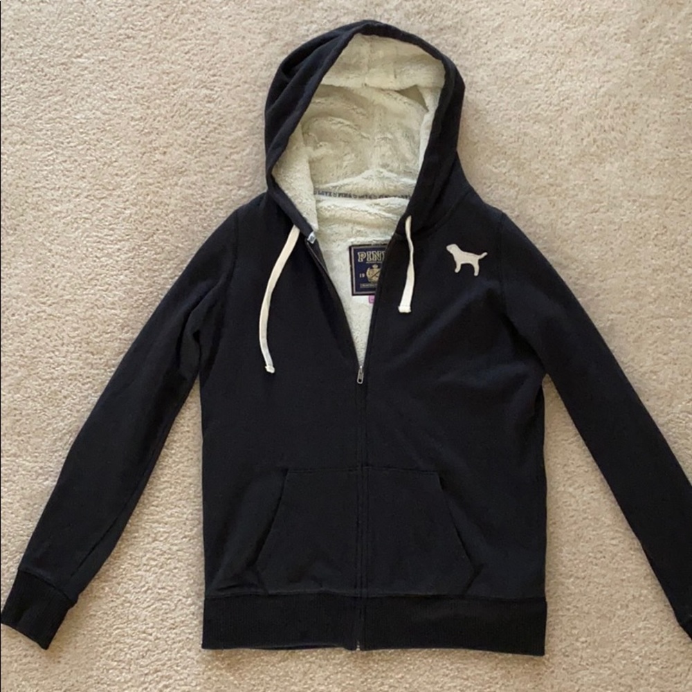 Fur lined zip up hoodie